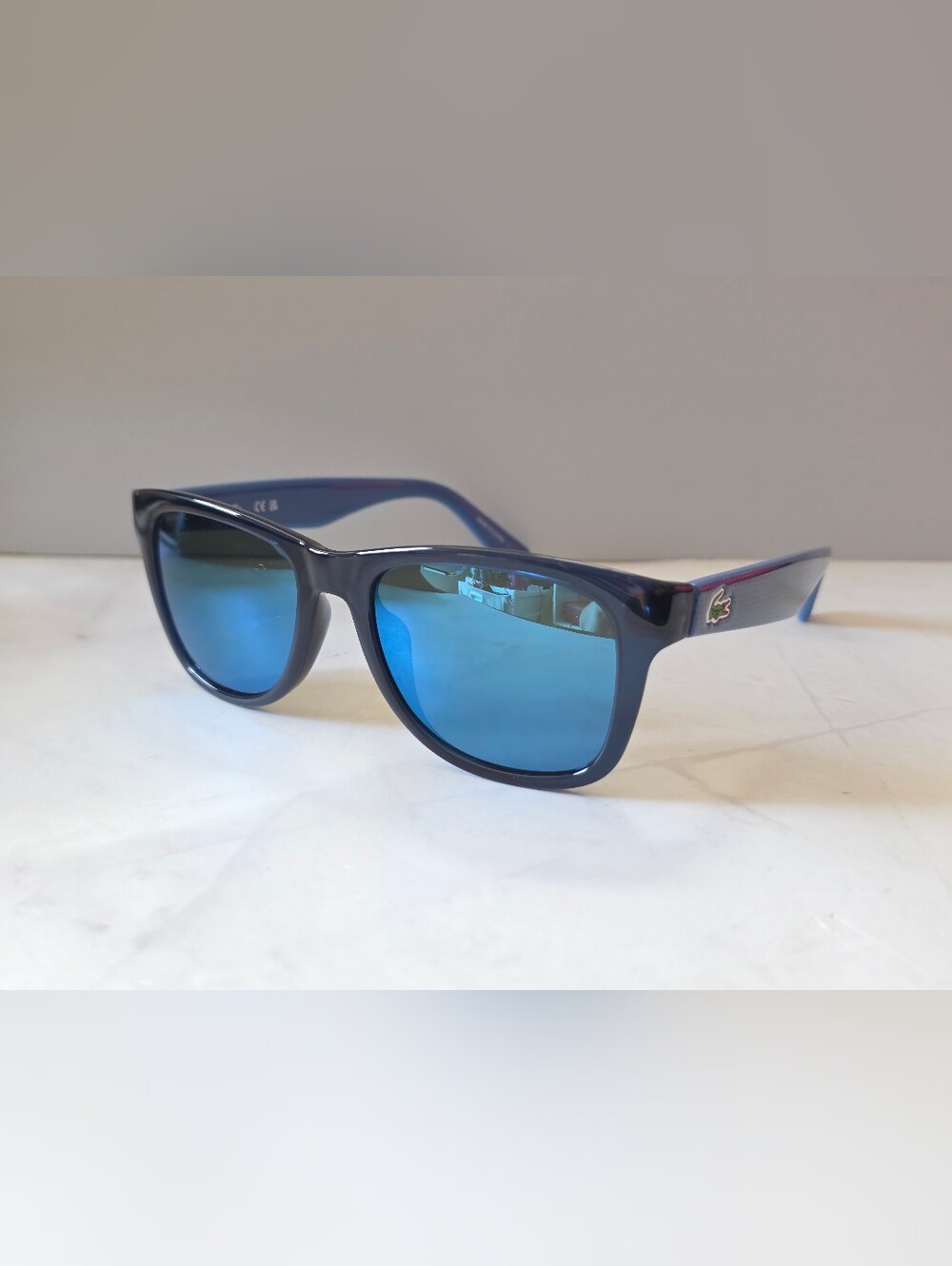 Lacoste L734S Blue Mirror Sunglasses Navy Blue Sport Frame